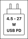 Toto zařízení podporuje rychlé nabíjení přes USB PD, jak je definováno v dokumentu USB Implementers Forum Power Delivery.