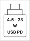 Toto zařízení podporuje rychlé nabíjení přes USB PD, jak je definováno v dokumentu USB Implementers Forum Power Delivery.