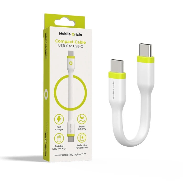 Kabel 60W Mobile Origin Compact USB-C / USB-C 10cm - bílý - iSTYLE CZ