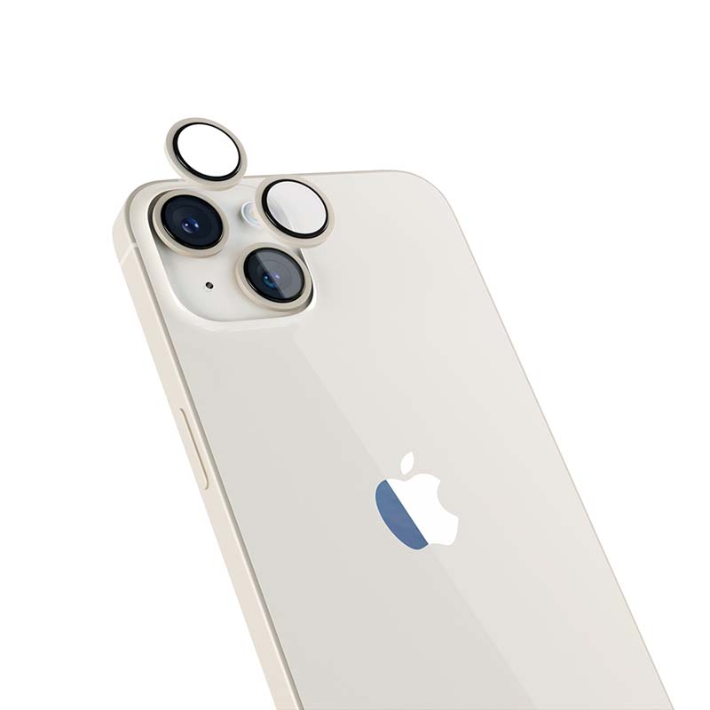 Hliníkový ochranný kryt čoček pro iPhone 14/14 Plus iSTYLE - hvězdně bílý - iSTYLE CZ