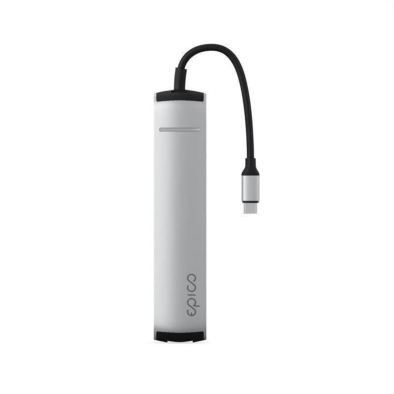 Hliníkový USB-C hub 6v1 Epico s podporou 8K - stříbrný - iSTYLE CZ