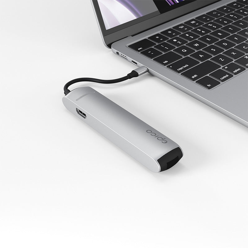 Hliníkový USB-C hub 6v1 Epico s podporou 8K - stříbrný - iSTYLE CZ