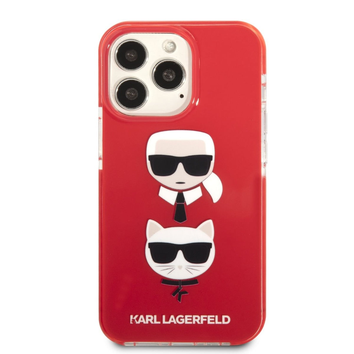 Kryt Karl Lagerfeld TPE Karl and Choupette Head pro iPhone 13 Pro Max - červený - iSTYLE CZ