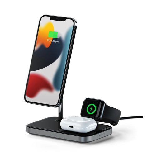Hliníkový magnetický bezdrátový nabíjecí stojánek 3-in-1 Satechi - černý - iSTYLE CZ