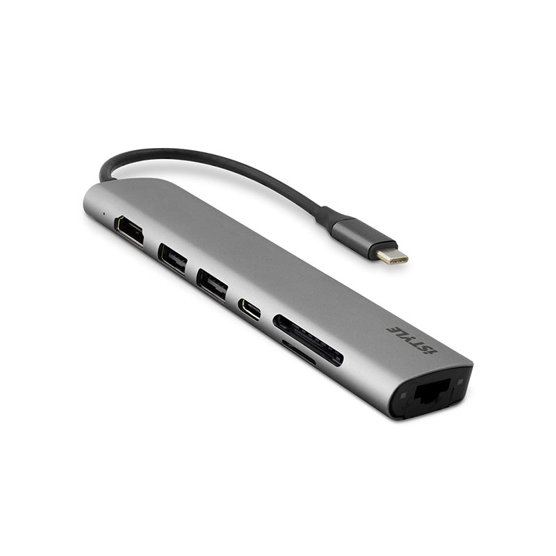 Hliníkový 8K HUB 7v1 s konektorem USB-C iSTYLE - vesmírně šedý - iSTYLE CZ