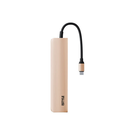 Hliníkový 8K HUB 6v1 s konektorem USB-C iSTYLE - zlatý - iSTYLE CZ