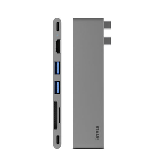 Hliníkový 8K HUB 7v1 s konektorem USB-C iSTYLE - vesmírně šedý - iSTYLE CZ