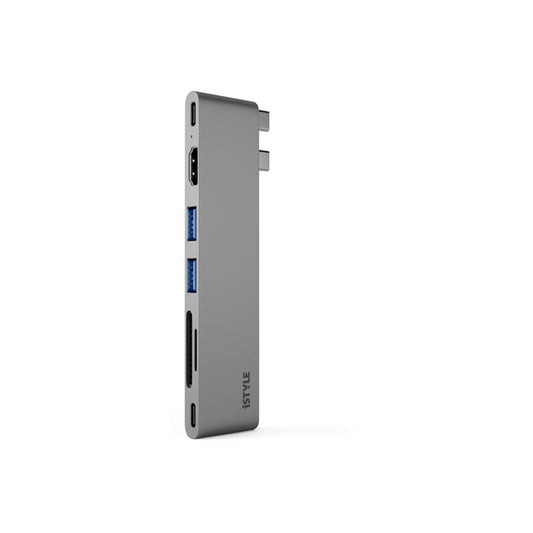 Hliníkový 8K HUB 7v1 s konektorem USB-C iSTYLE - vesmírně šedý