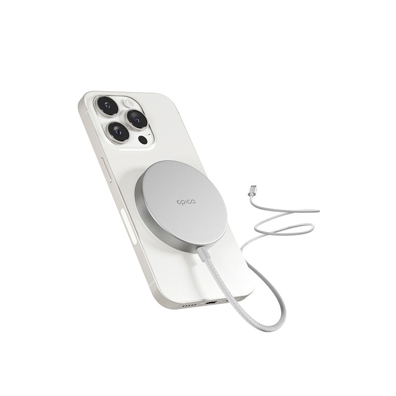 15W hliníková bezdrátová nabíječka Epico Qi2 Mag+ - stříbrná - iSTYLE CZ