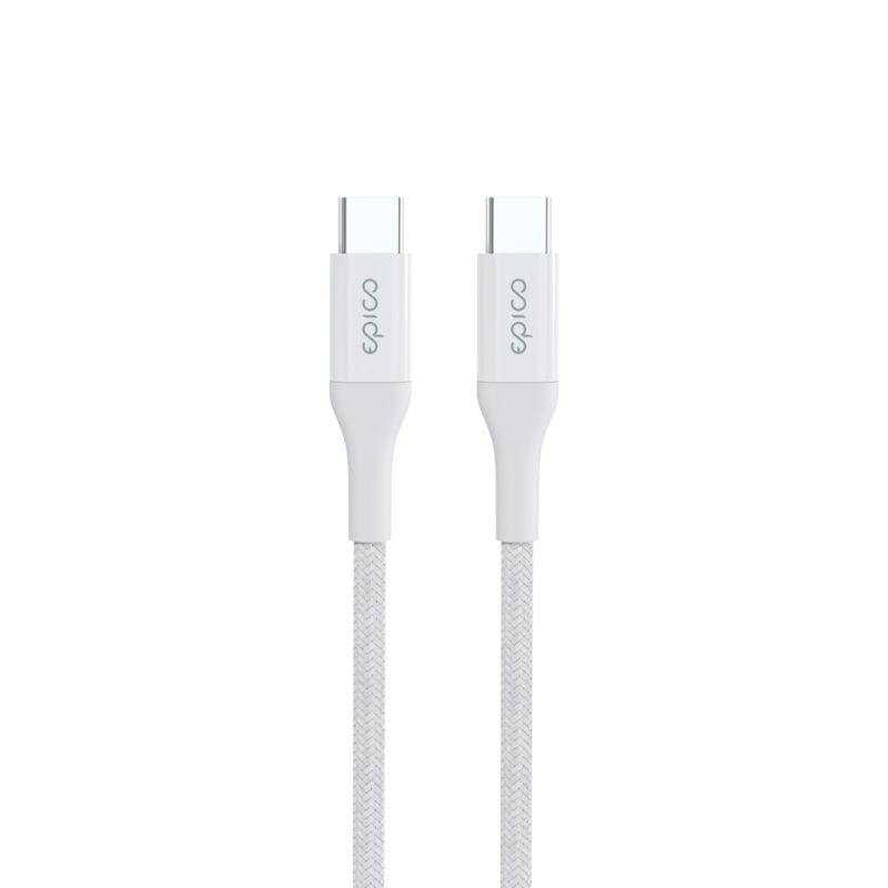 Opletený PD kabel Epico 0,3m USB-C na USB-C - bílý - iSTYLE CZ