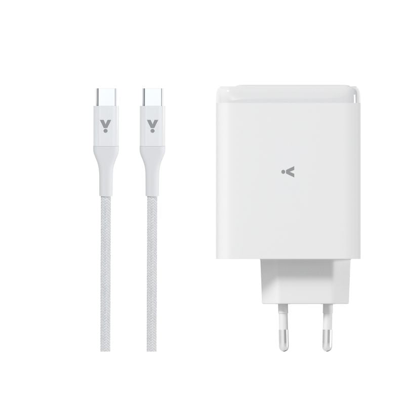 100W GaN adaptér s 2m USB-C kabelem iSTYLE - bílý - iSTYLE CZ