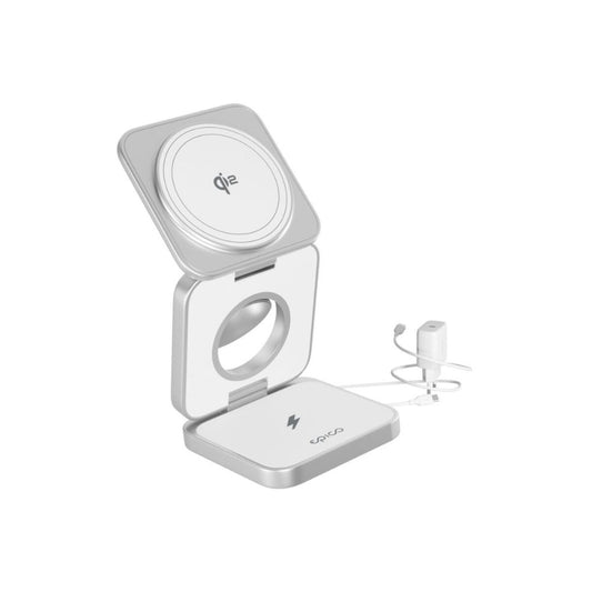 MagSafe cestovní nabíječka Epico UltraBase Qi2 3in1 Fold Alu Mag+ - bílá - iSTYLE CZ