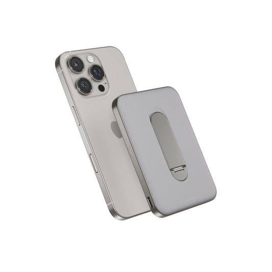 Bezdrátová hliníková powerbanka se stojánkem Epico UltraPack Qi2 Stand 5000mAh Mag+ EM52 - titanová