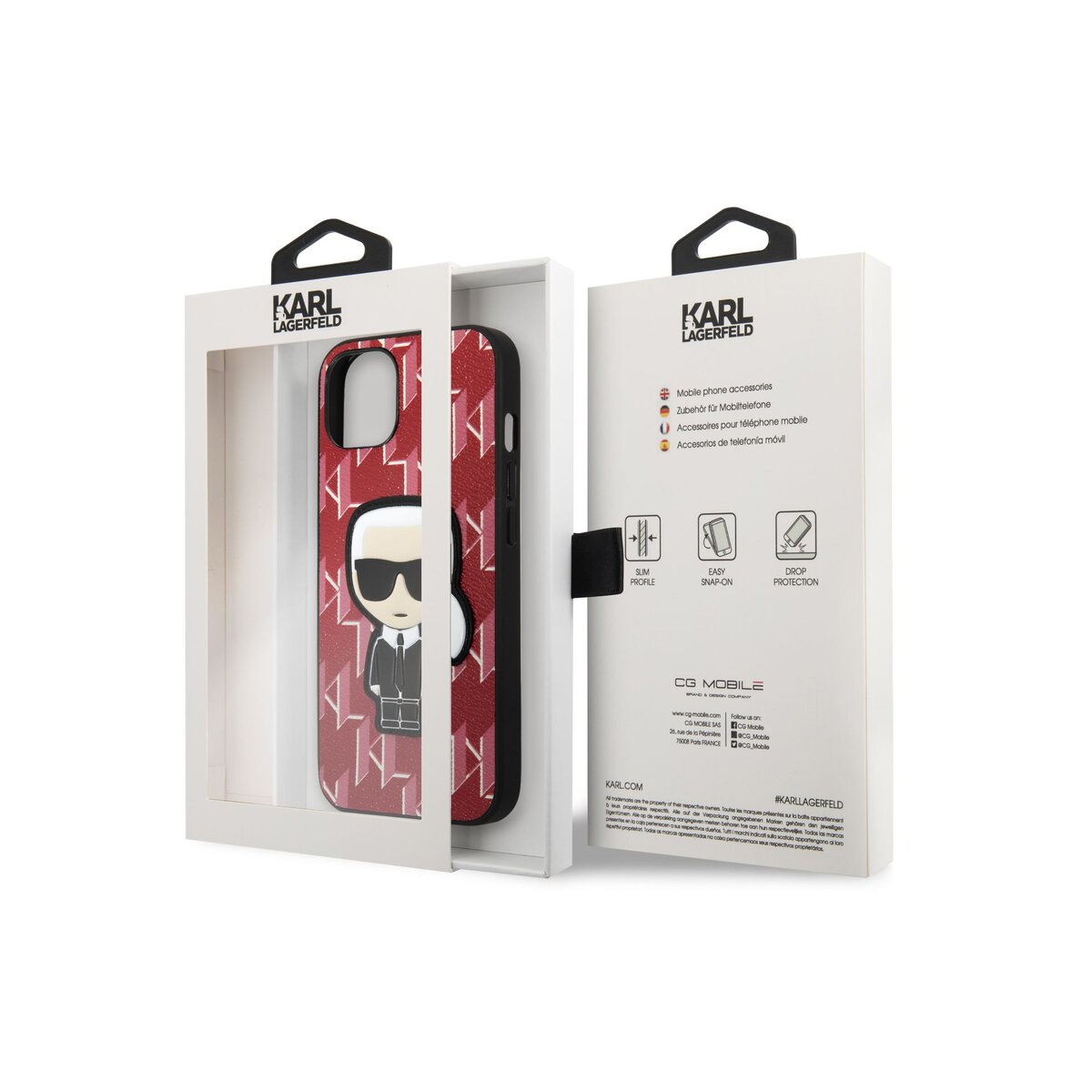 Kryt na iPhone 13 mini Karl Lagerfeld Monogram Ikonik - červený - iSTYLE CZ