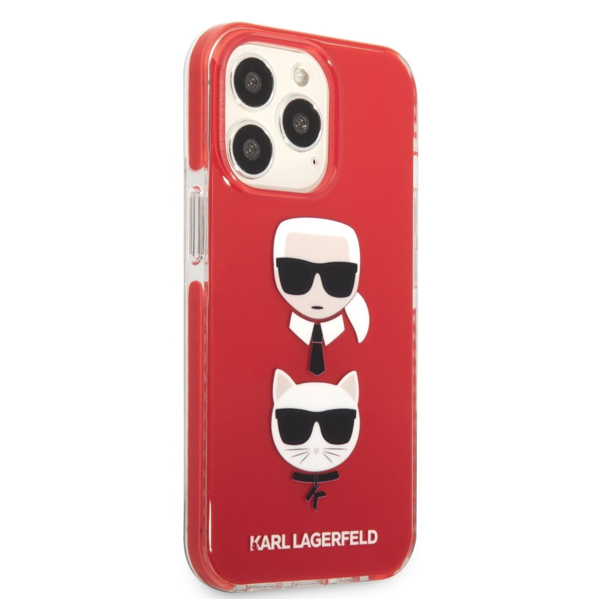 Kryt Karl Lagerfeld TPE Karl and Choupette Head pro iPhone 13 Pro Max - červený - iSTYLE CZ