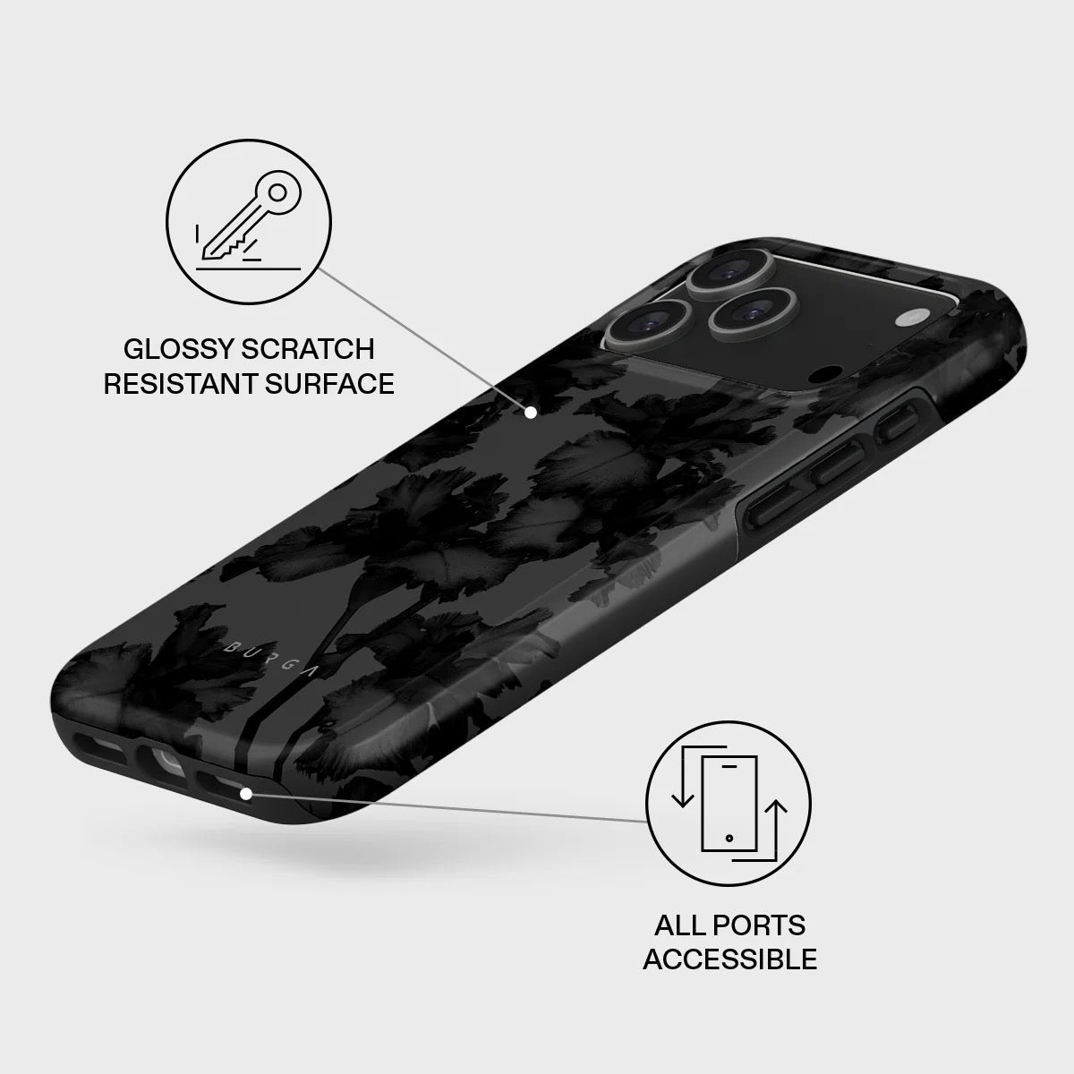 Kryt pro iPhone 17 Pro Max Burga Nocturnal Tough MagSafe Case - květinový tmavý - iSTYLE CZ