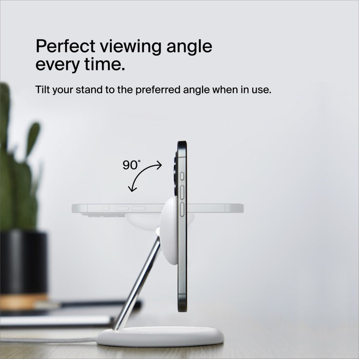 MagSafe bezdrátový nabíjecí stojan Belkin BoostCharge Pro 3in1 s Qi2 - bílý - iSTYLE CZ
