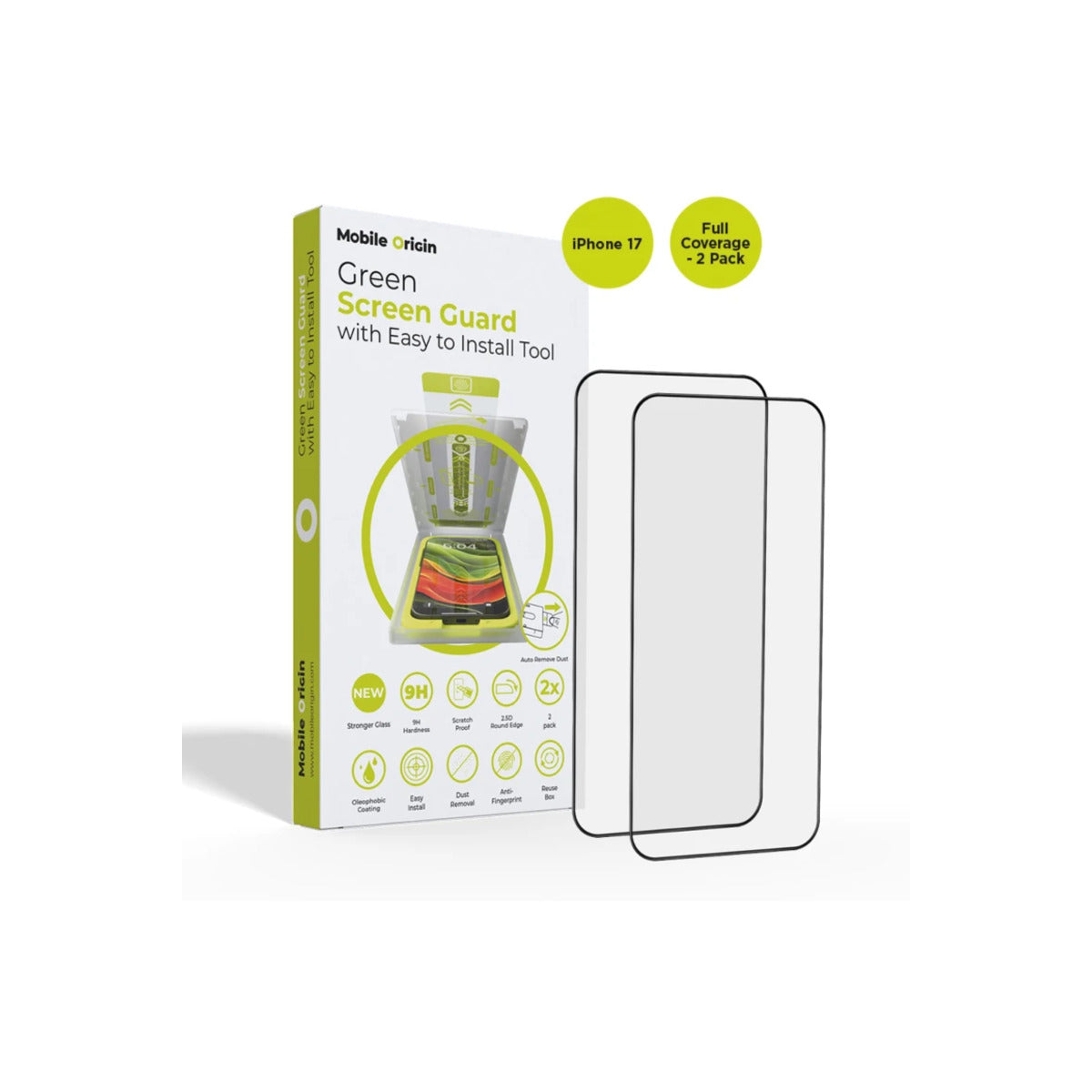 Ochranné sklo pro iPhone 17 Mobile Origin Screen Guard s aplikátorem, úplným pokrytím, 2 ks - iSTYLE CZ