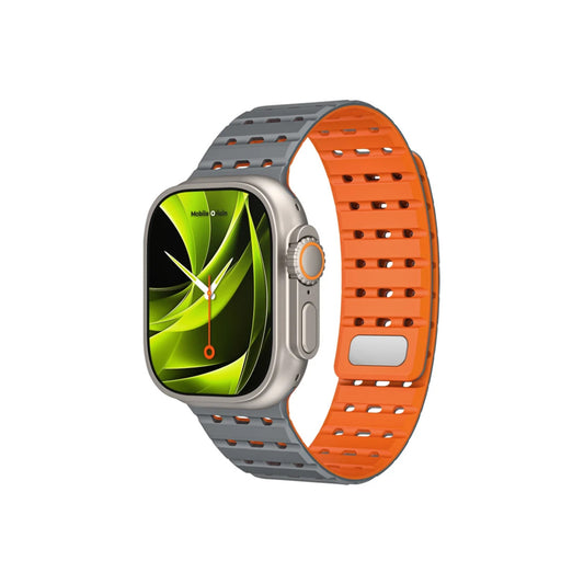 Řemínek pro Apple Watch 44/45/46/49 mm Mobile Origin Elegant Strap s magnetickým zapínáním – šedě-oranžový