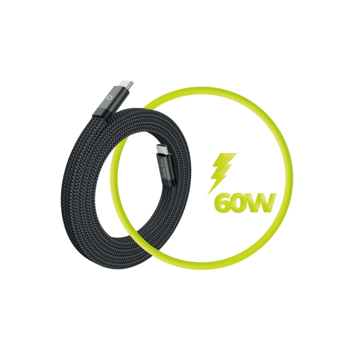 Magnetický 60W nabíjecí kabel Mobile Origin Original Flat Cable USB-C / USB-C 1m - černý - iSTYLE CZ