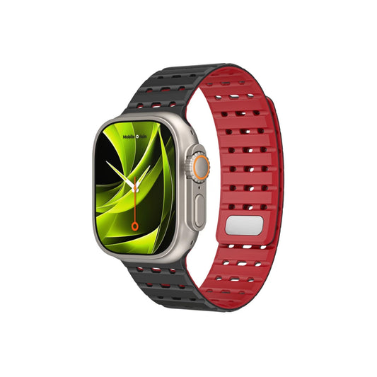 Řemínek pro Apple Watch 44/45/46/49 mm Mobile Origin Elegant Strap s magnetickým zapínáním – černo-červený