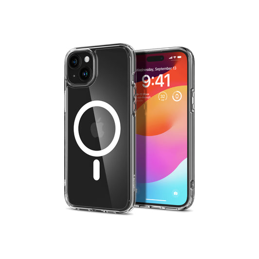 Kryt pro iPhone 15 Plus Spigen Crystal Hybrid MagSafe - bílý - iSTYLE CZ