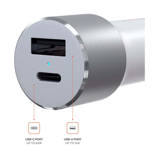 Nabíječka do auta Satechi 72W USB-C PD – stříbrná - iSTYLE CZ