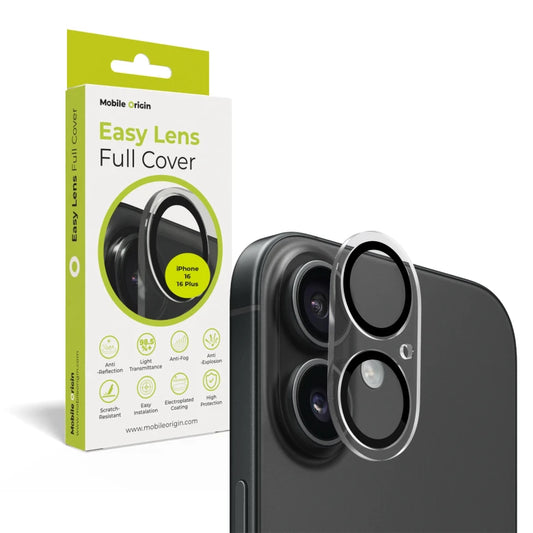 Sklo na fotoaparát pro iPhone 16 / 16 Plus Mobile Origin Easy Lens Full Cover - průhledné