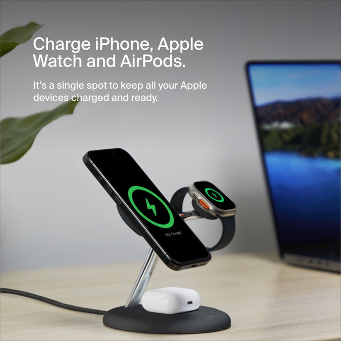 MagSafe bezdrátový nabíjecí stojan Belkin BoostCharge Pro 3in1 s Qi2 - černý - iSTYLE CZ