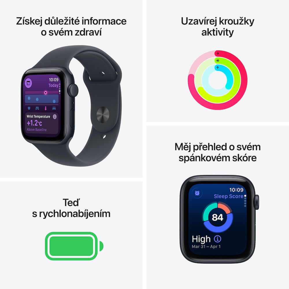 Apple Watch SE 3 GPS + Cellular 40mm temně inkoustové hliníkové pouzdro s temně inkoustovým sportovním řemínkem - S/M - iSTYLE CZ