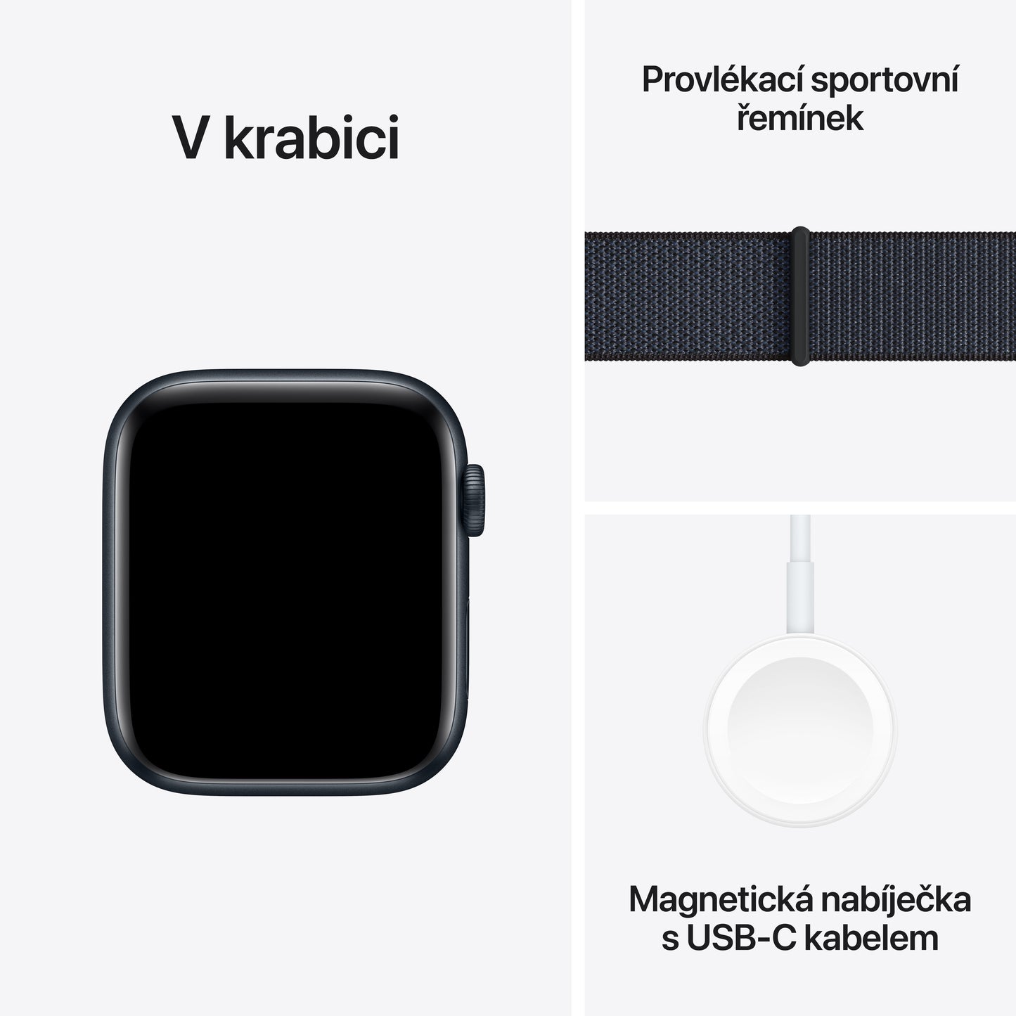 Apple Watch SE GPS 40mm temně ikoustové hliníkové pouzdro s inkoustově fialovým provlékacím sportovním řemínkem
