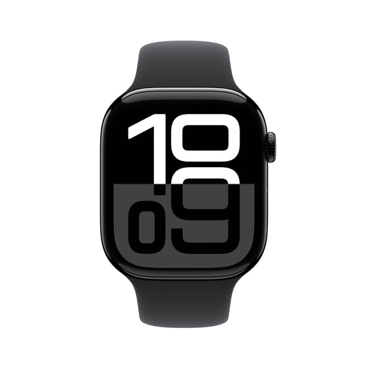 Apple Watch Series 10 GPS 42mm klavírně černé hliníkové pouzdro s černým sportovním řemínkem - S/M