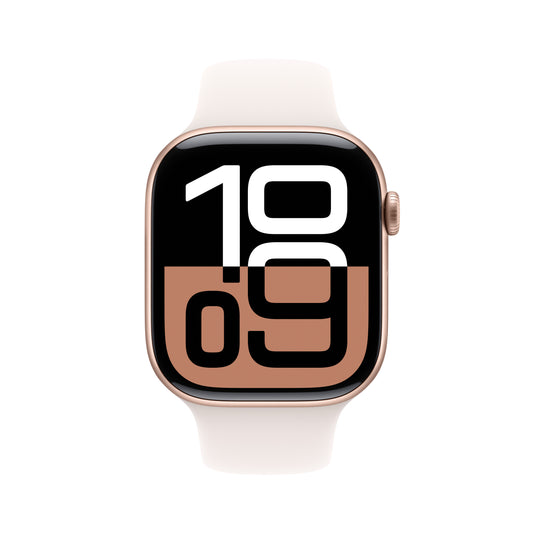 Apple Watch Series 10 GPS 42mm růžově zlaté hliníkové pouzdro se světle ruměným sportovním řemínkem - S/M