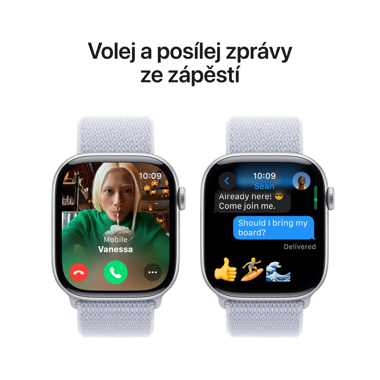 Apple Watch Series 10 GPS 42mm stříbné hliníkové pouzdro s oblačně modrým provlékacím sportovním řemínkem