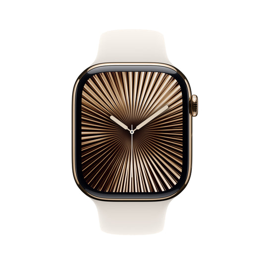 Apple Watch Series 10 GPS + Cellular 42mm zlaté titanové pouzdro s hvězdně bílým sportovním řemínkem - M/L