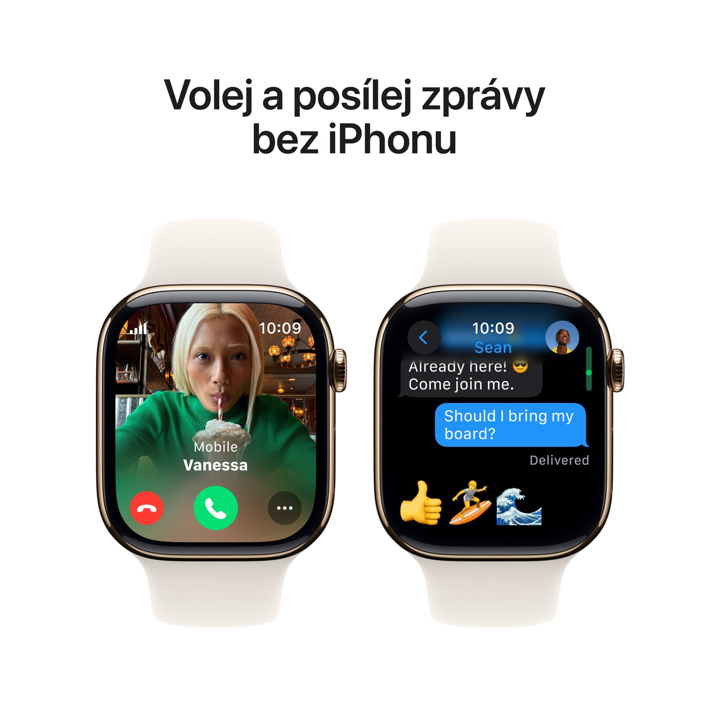 Apple Watch Series 10 GPS + Cellular 42mm zlaté titanové pouzdro s hvězdně bílým sportovním řemínkem - M/L