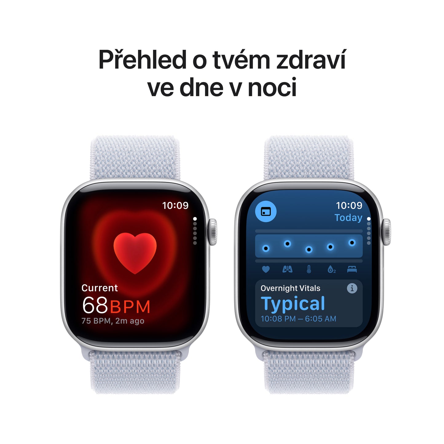 Apple Watch Series 10 GPS + Cellular 42mm stříbné hliníkové pouzdro s oblačně modrým provlékacím sportovním řemínkem