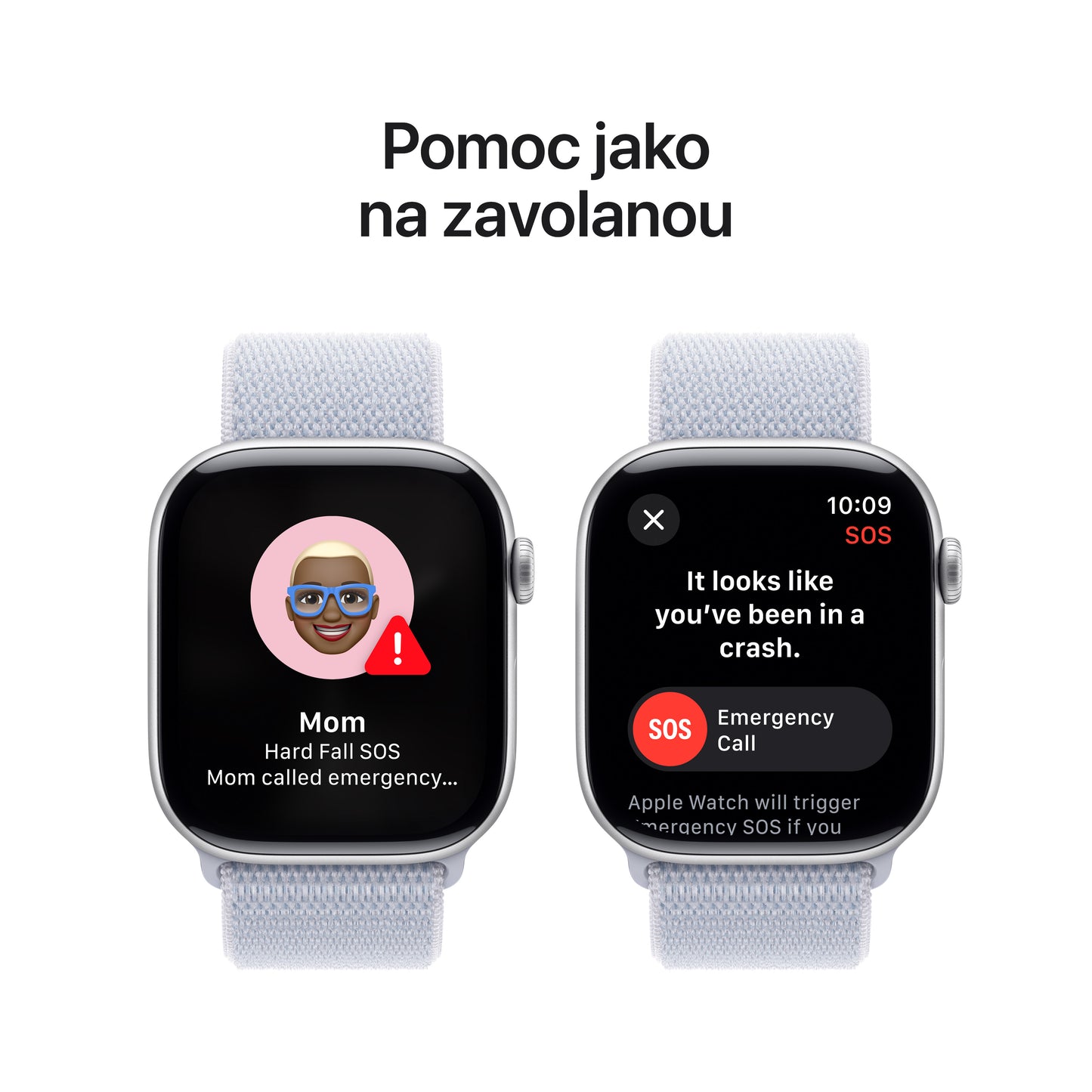 Apple Watch Series 10 GPS + Cellular 42mm stříbné hliníkové pouzdro s oblačně modrým provlékacím sportovním řemínkem