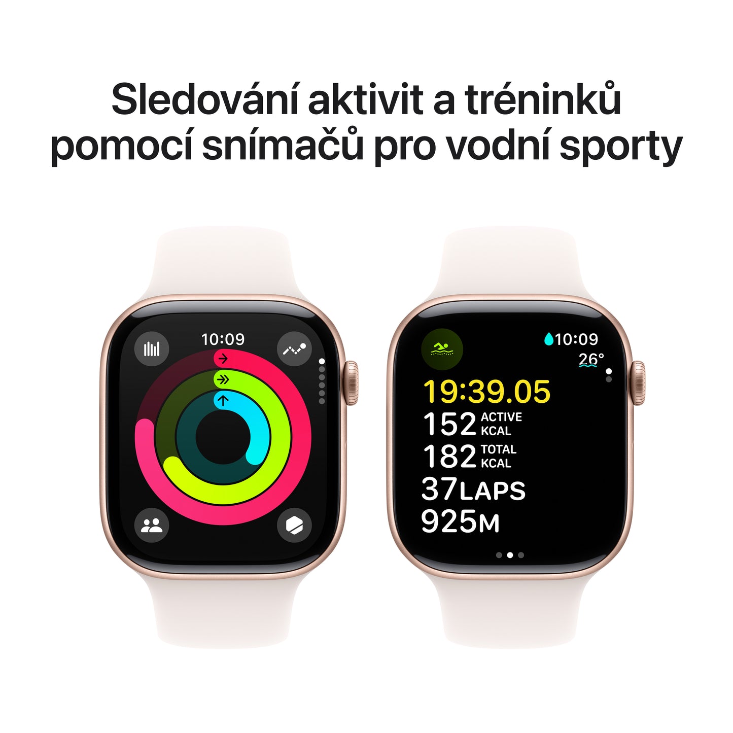 Apple Watch Series 10 GPS 46mm růžově zlaté hliníkové pouzdro se světle ruměným sportovním řemínkem - M/L