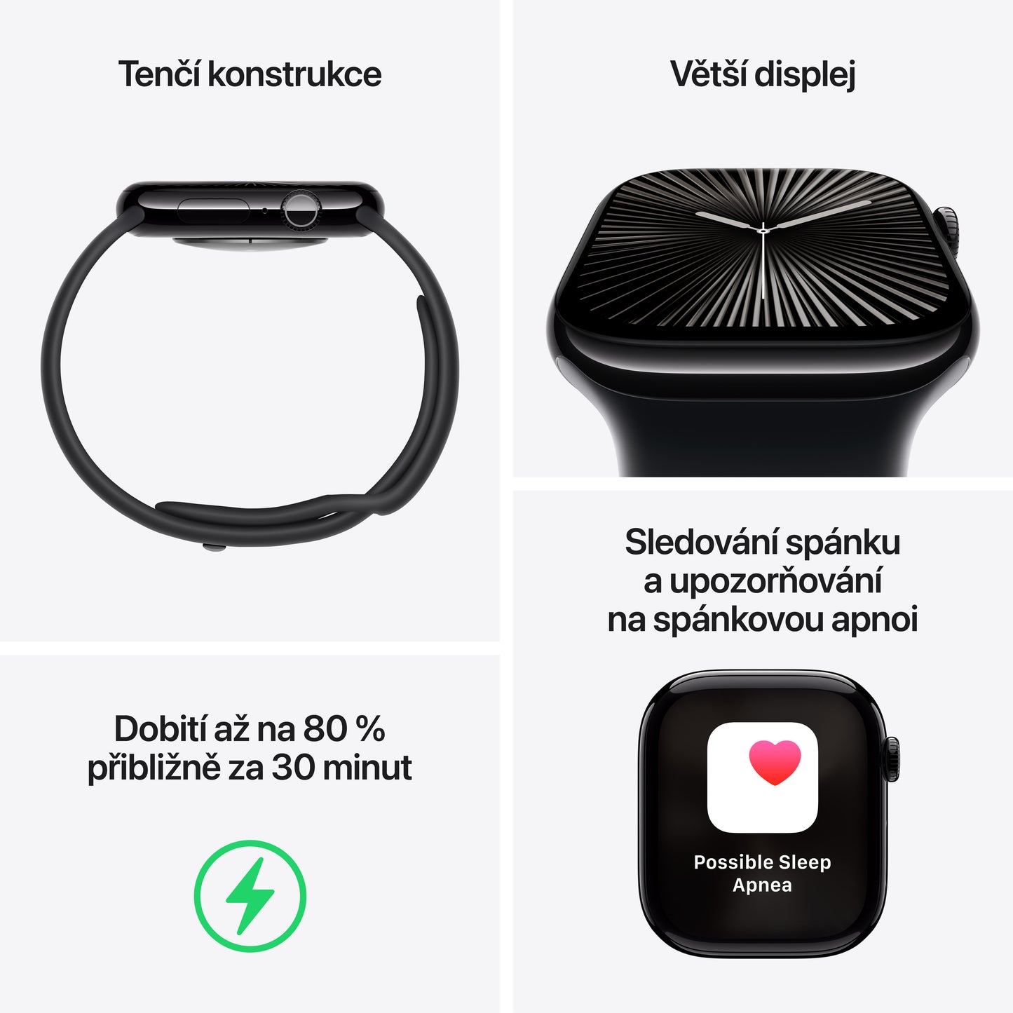 Apple Watch Series 10 GPS + Cellular 46mm klavírně černé hliníkové pouzdro s inkoustově fialovým sportovním provlékacím řemínkem