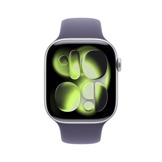 Apple Watch Series 11 GPS 42mm stříbrné hliníkové pouzdro s mlžně fialovým sportovním řemínkem - S/M - iSTYLE CZ