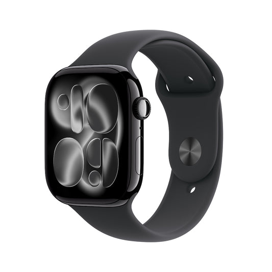 Apple Watch Series 11 GPS + Cellular 46mm klavírně černé hliníkové pouzdro s černým sportovním řemínkem - S/M (otevřený) - iSTYLE.cz