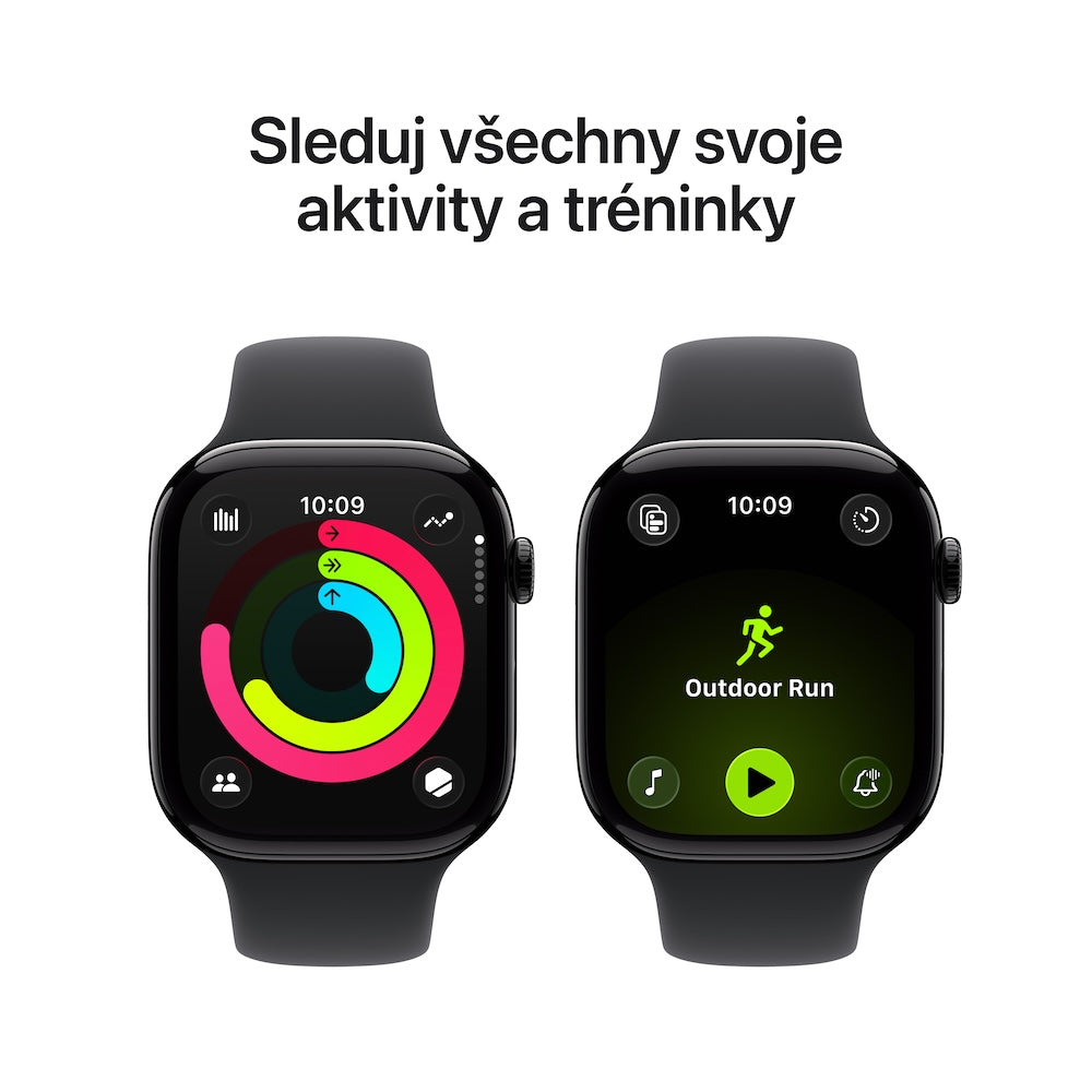 Apple Watch Series 11 GPS + Cellular 46mm klavírně černé hliníkové pouzdro s černým sportovním řemínkem - S/M (otevřený) - iSTYLE.cz