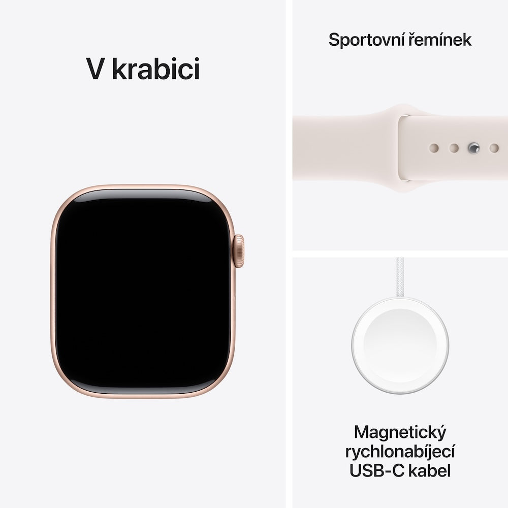 Apple Watch Series 11 GPS 46mm růžově zlaté hliníkové pouzdro se světle ruměným sportovním řemínkem - M/L (otevřený) - iSTYLE.cz
