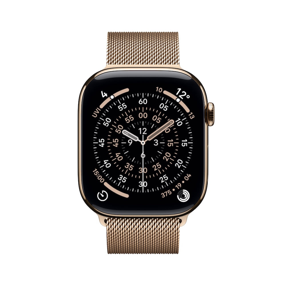Apple Watch Series 11 GPS + Cellular 42mm zlatě titanové pouzdro se zlatě ocelovým milánským tahem - iSTYLE CZ