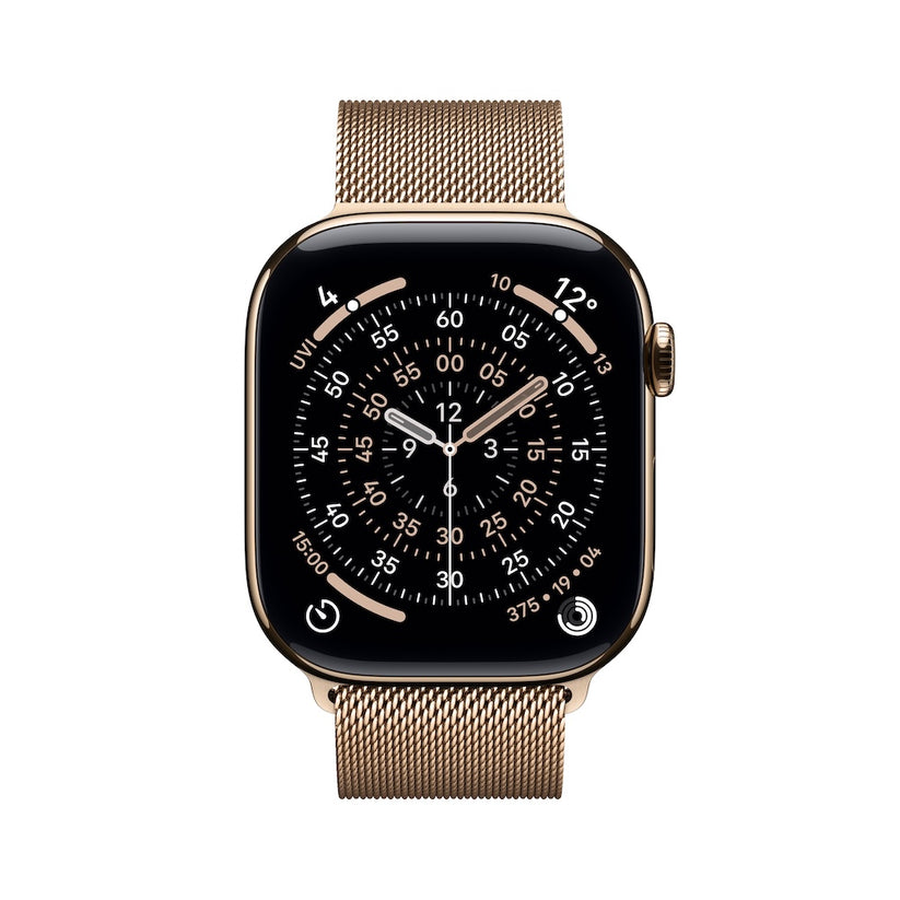 Apple Watch Series 11 GPS + Cellular 42mm zlatě titanové pouzdro se zlatě ocelovým milánským tahem - iSTYLE CZ