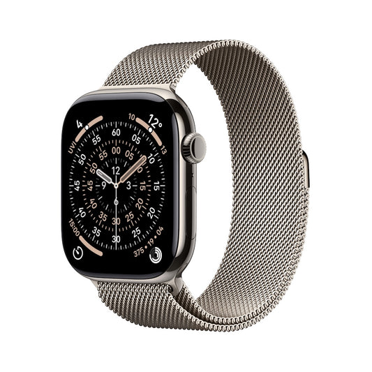 Apple Watch Series 11 GPS + Cellular 42mm přírodní titanové pouzdro s přírodně titanovým milánským tahem (otevřený) - iSTYLE.cz
