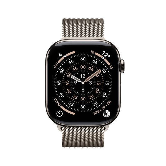 Apple Watch Series 11 GPS + Cellular 42mm přírodní titanové pouzdro s přírodně titanovým milánským tahem (otevřený) - iSTYLE.cz