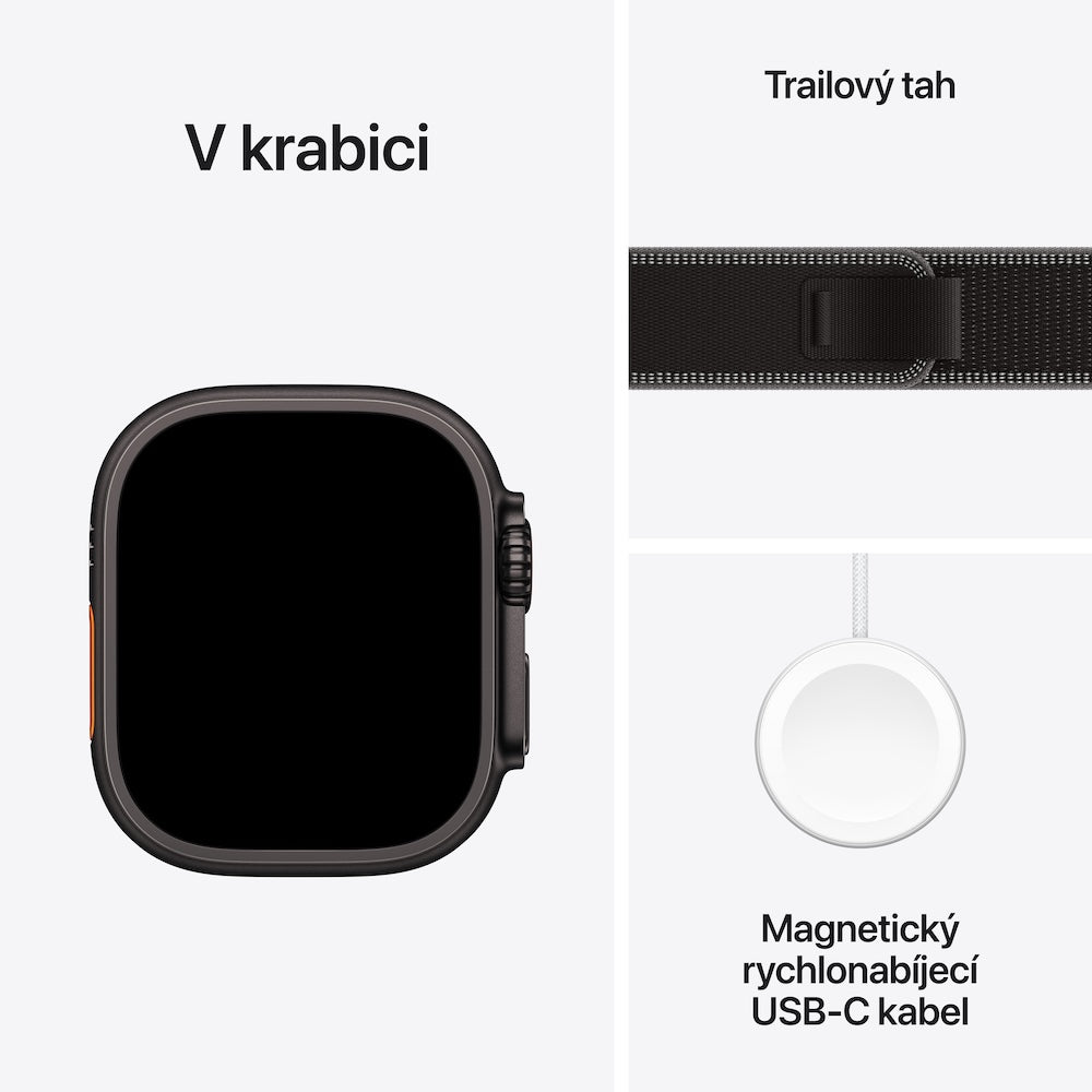 Apple Watch Ultra 3 GPS + Cellular 49mm černě titanové pouzdro s černě/ulovým trailovým tahem - S/M - iSTYLE CZ