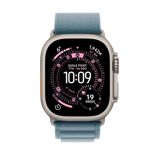 Apple Watch Ultra 3 GPS + Cellular 49mm přírodně titanové pouzdro se světle modrým alpským tahem - M - iSTYLE CZ